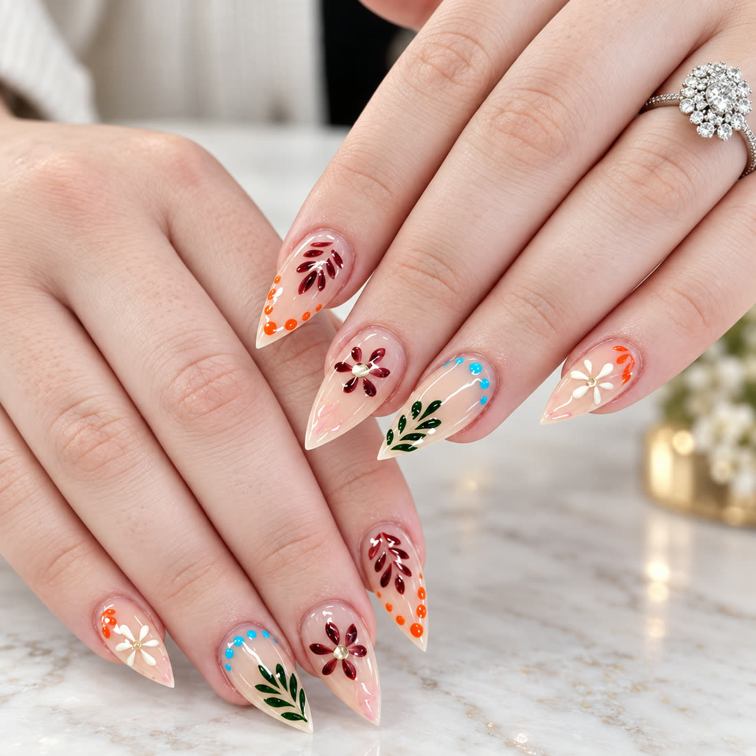 Autumn floral almond