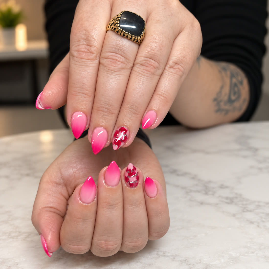 Hot pink floral art