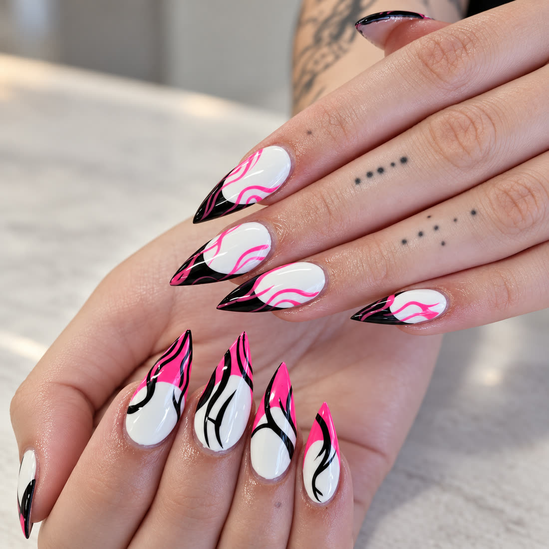 Pink flame swirl stiletto