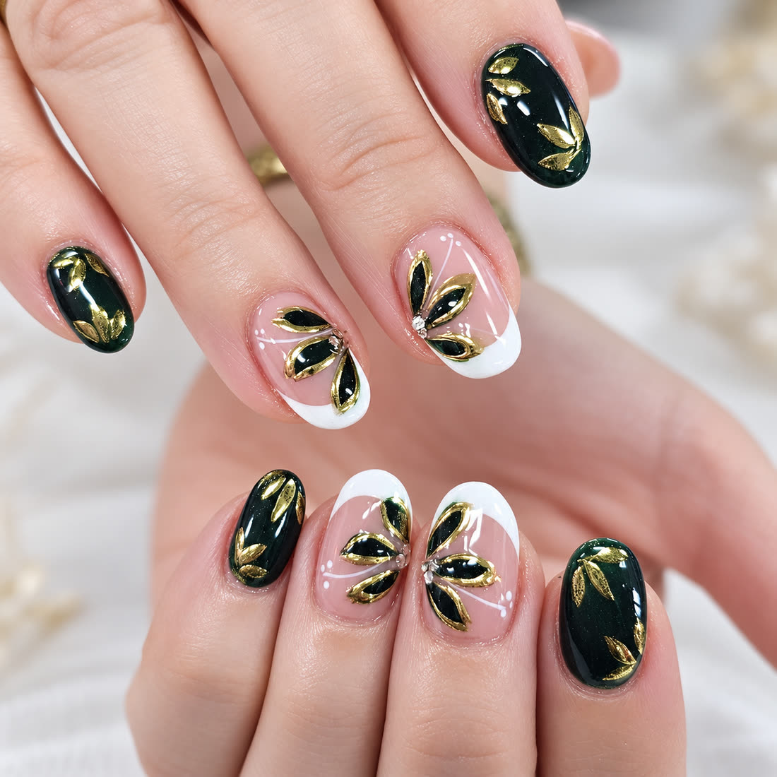 Black & gold palm leaves